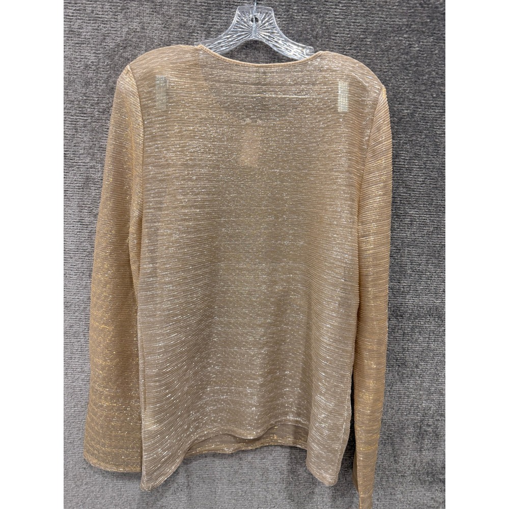 Anthropologie Top Women XL Gold Twisted Knot Metallic Long Sleeve Shimmer Sable - Picture 10 of 10